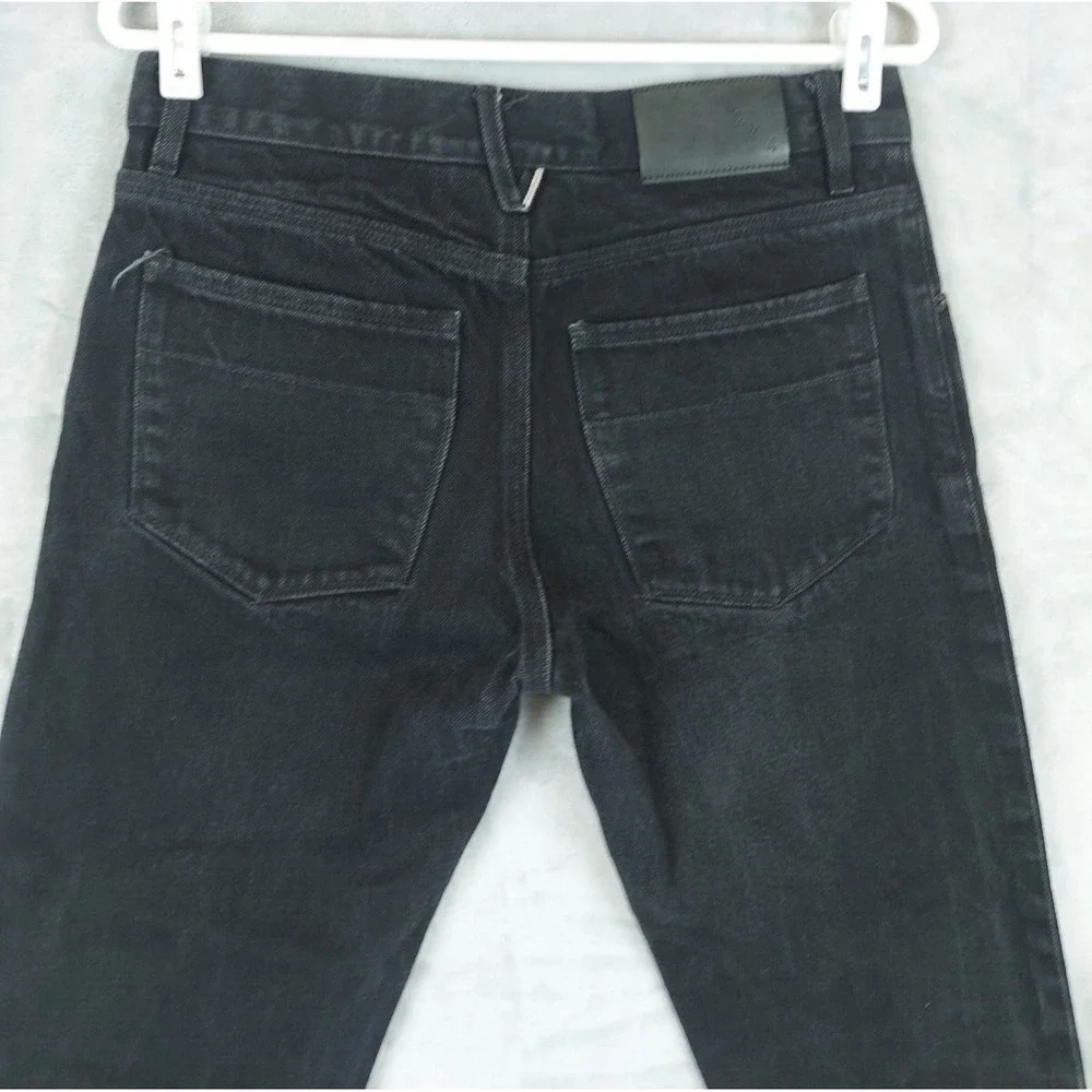 Raleigh Denim Martin Fit Selvedge Black Raw Hem‎ 31x26 Jeans Cropped Button Fly